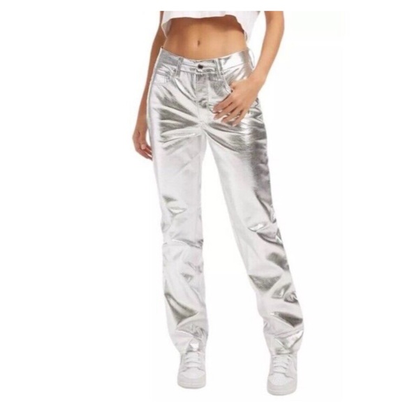 Good American - metallic straight leg trousers - Picture 1 of 4